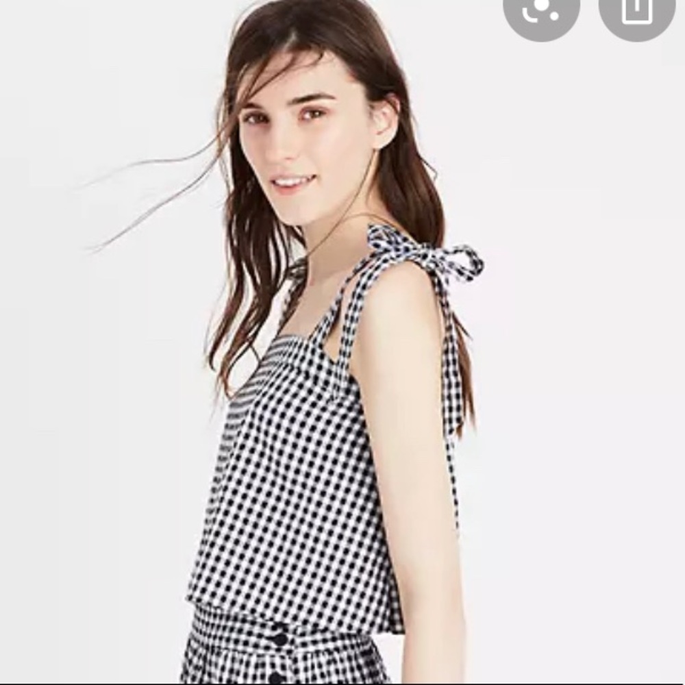 Madewell Gingham Tie Strap Tank